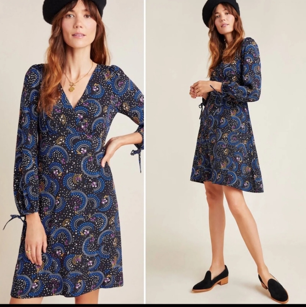 Anthropologie Maeve Gianna A-Line Blue Celestial Print Dress Size 20W. NWOT